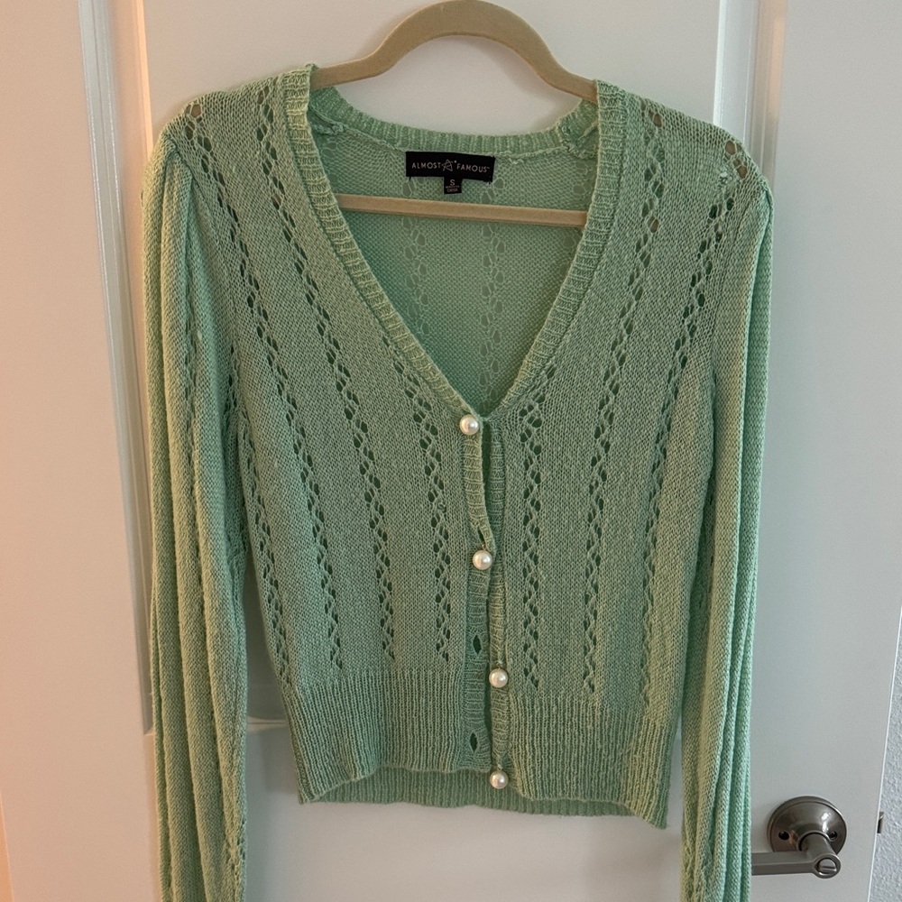 Women's Green Cardigan Sweater